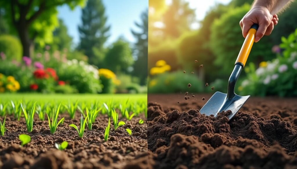 découvrez si vous pouvez semer une pelouse sans retourner la terre et comparez cette méthode aux pratiques traditionnelles de jardinage pour réussir votre gazon.