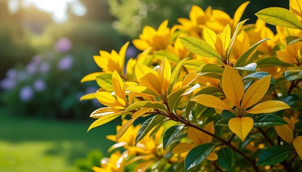 sublimez votre jardin avec l'oranger du mexique sundance, un choisya ternata au feuillage jaune doré éclatant, pour une touche lumineuse et élégante toute l'année.