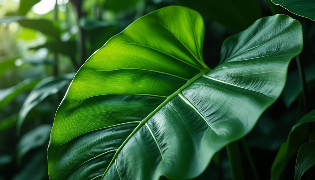 découvrez l'alocasia macrorrhiza, la plante oreilles d'éléphants aux grandes feuilles vert brillant, idéale pour apporter une touche tropicale spectaculaire à votre décoration intérieure.