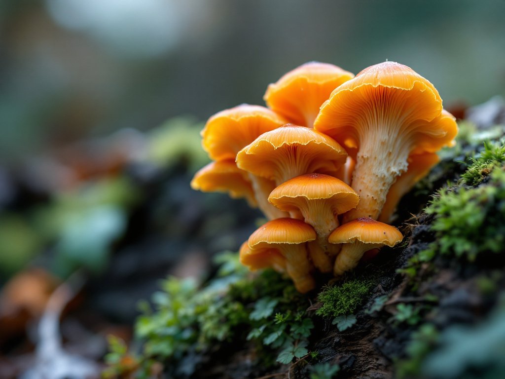 Identifier ce champignon orange sur bois mort dans la forêt