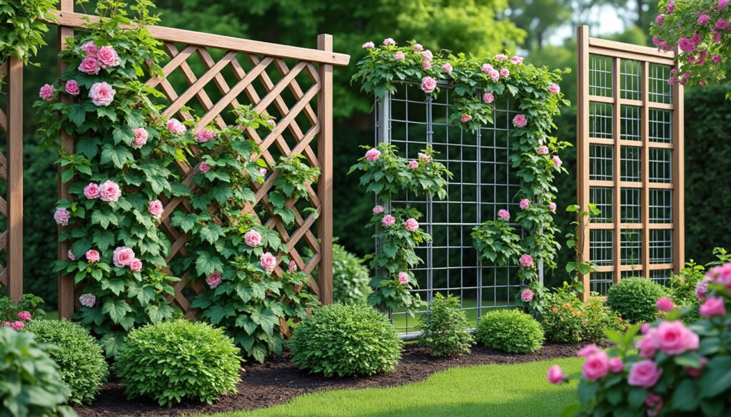 découvrez tout sur le treillis pour plantes grimpantes et explorez différents systèmes d'accroche pour aménager et sublimer votre jardin.