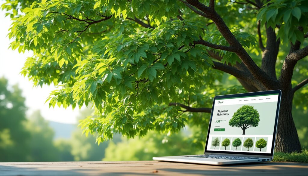 achetez votre murier platane sans fruit en ligne pour profiter d'un ombrage agréable sans les désagréments des fruits. vente facile et rapide de morus de qualité.