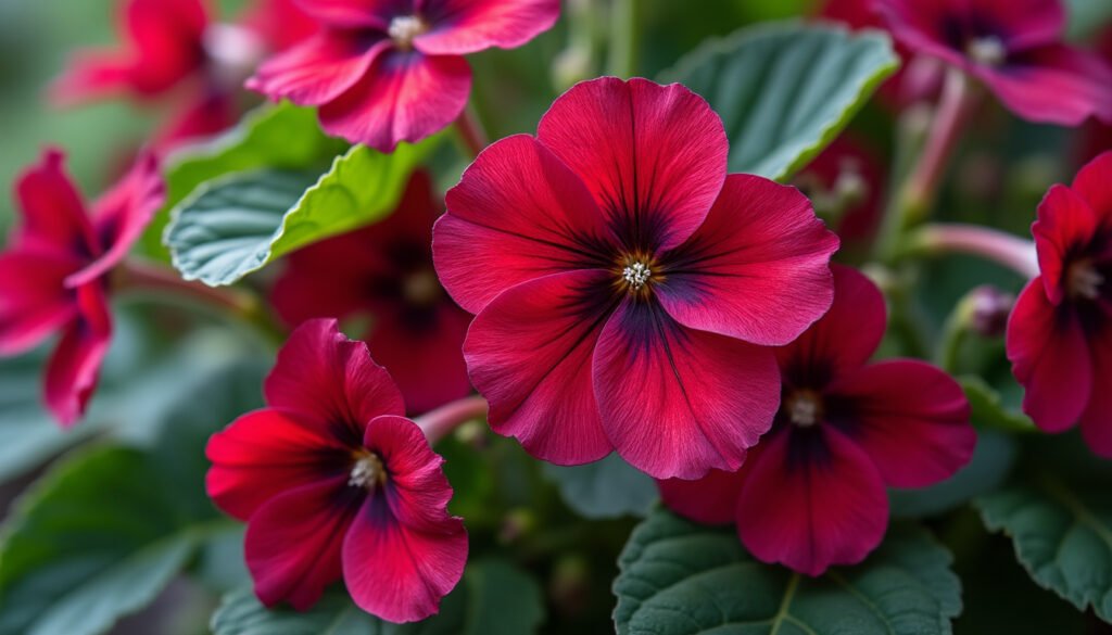 découvrez le pelargonium grandiflorum burghi, un géranium des fleuristes aux fleurs simples somptueuses rouge et pourpre, idéal pour embellir vos jardins et bouquets.