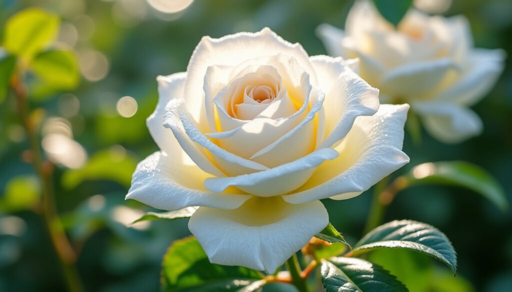 découvrez le rosier anglais tranquility de david austin, une fleur blanche élégante au parfum délicat de pomme, parfaite pour sublimer votre jardin.